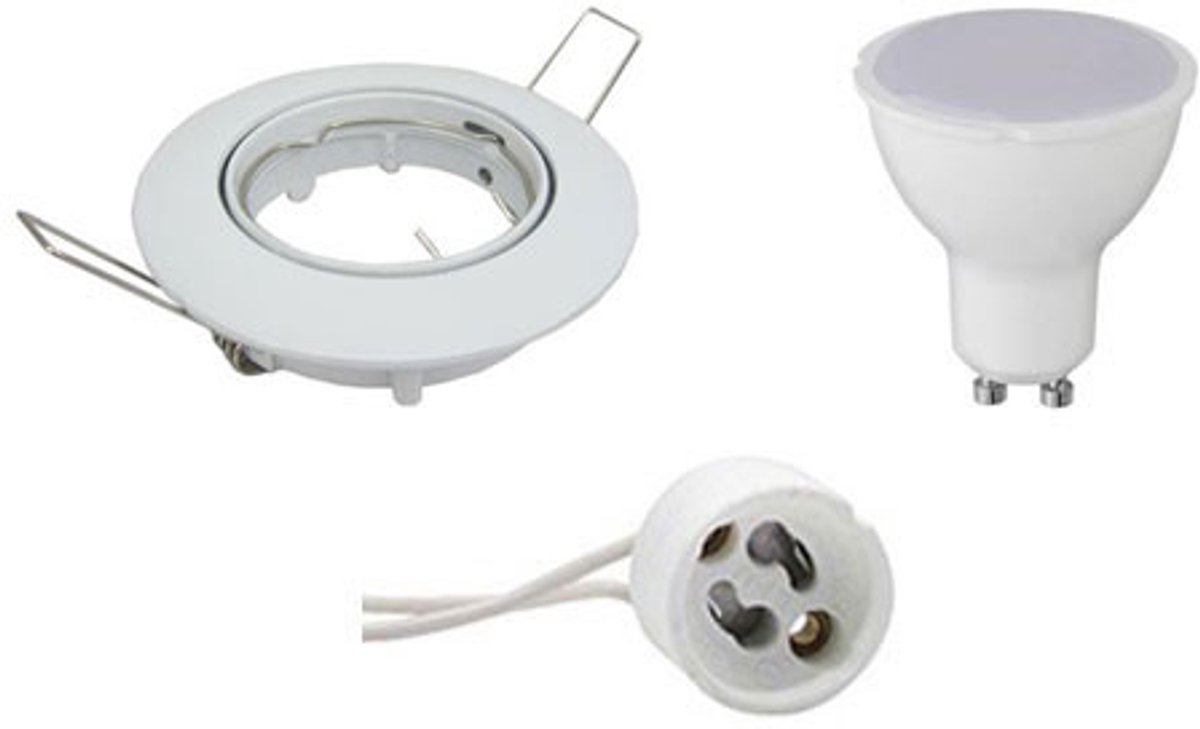 GU10 Inbouwspot Set - Glans Wit - Inbouw Rond - Kantelbaar - 4W - Warm Wit 3000K - Ø82mm