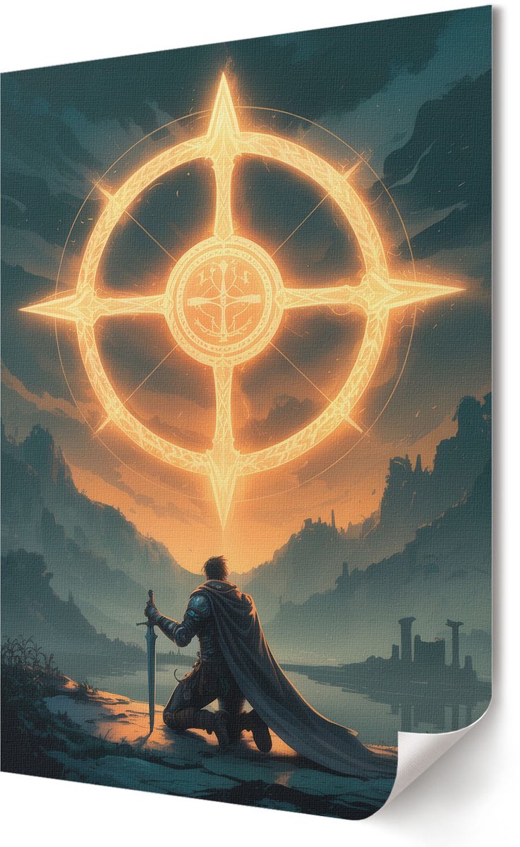 Coloray Polycanvas Wandposter - Een Fantastisch Avontuur, Illustratie - 420 x 594 - Oranje Motief - Rechthoek - Wandkunstwerk - Woonkamer, Slaapkamer, Kantoor - Expressief