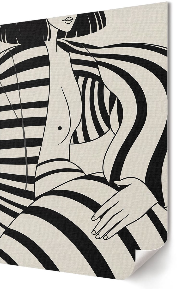 Coloray Polycanvas Wandposter - Geometrisch Portret, Illustratie - 420 x 594 - Zwart-wit Motief - Rechthoek - Canvasposter - Woonkamer, Slaapkamer, Kantoor - Minimalist