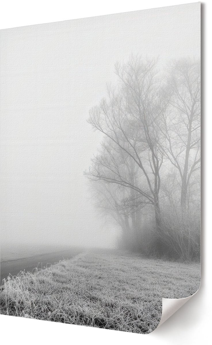 Coloray Polycanvas Wandposter - Mistig Landschap, Fotografie - 594 x 840 - Grijs Decoratie - Rechthoek - Interieurdecoratie - Kantoor - Klassiek
