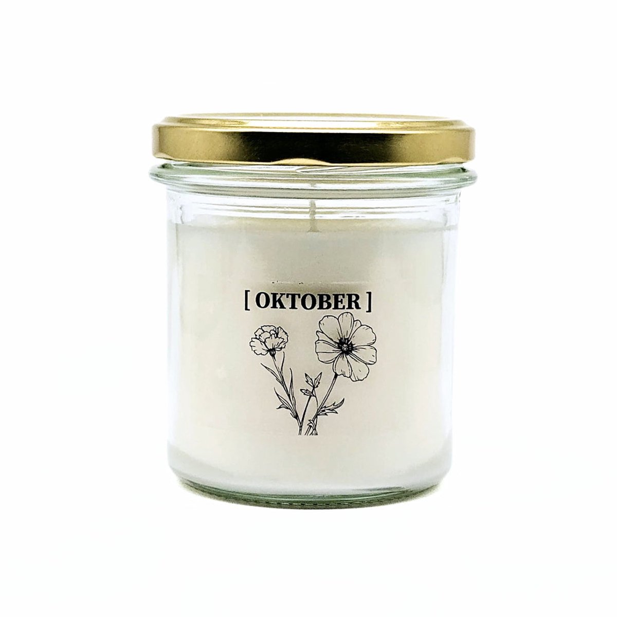 Candlelight-on - geurkaars met geboortebloem en geboortedatum - 15 oktober - o.b.v. sojawas en etherische oliën