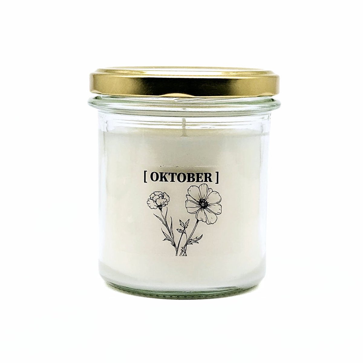 Candlelight-on - geurkaars met geboortebloem en geboortedatum - 14 oktober - o.b.v. sojawas en etherische oliën