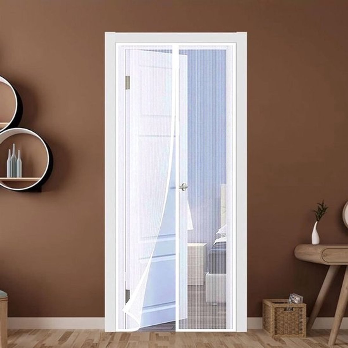Magnetische Hordeur - Vliegengordijn Klamboe - Insecten Buiten Houden - Handsfree Automatische Sluiting - 95 x 205 cm - Wit