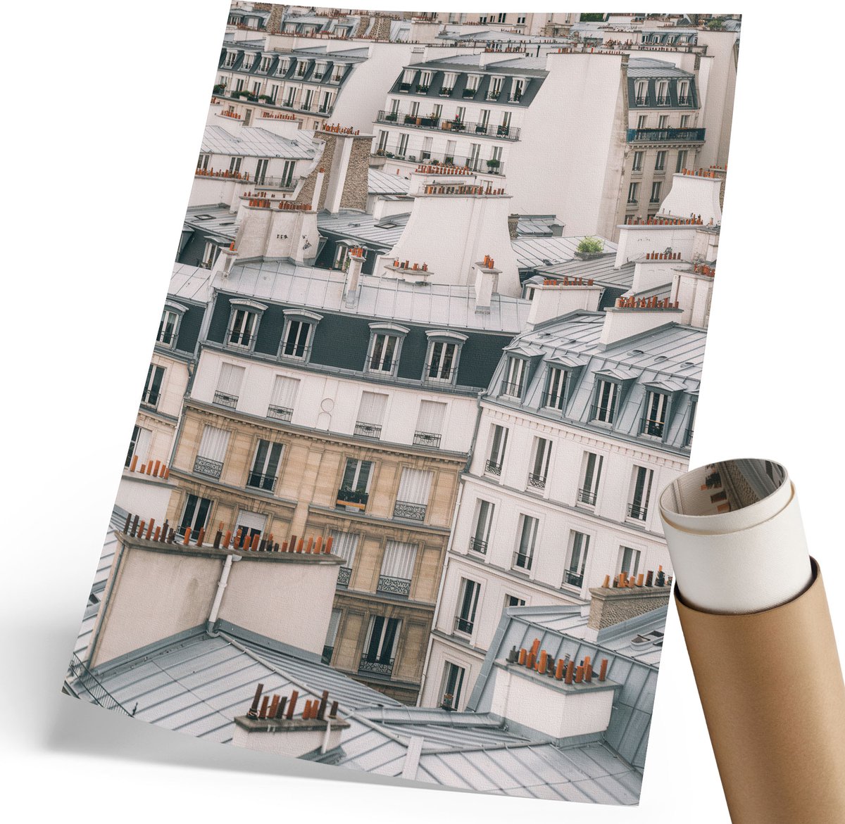 Coloray Polycanvas Poster - Stedelijke Daken, Fotografie - 210 x 297 mm - Wit Illustratie - Rechthoek - Wandkunst - Woonkamer, Slaapkamer, Kantoor - Modern