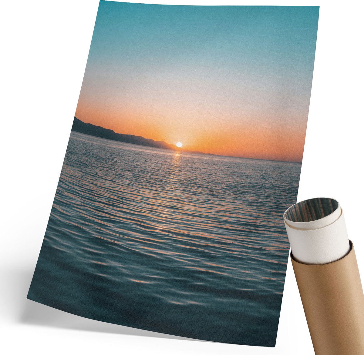 Coloray Polycanvas Wandposter - Zonsondergang, Fotografie - 210 x 297 mm - Oranje Illustratie - Rechthoek - Canvasposter - Woonkamer, Slaapkamer, Kantoor - Modern