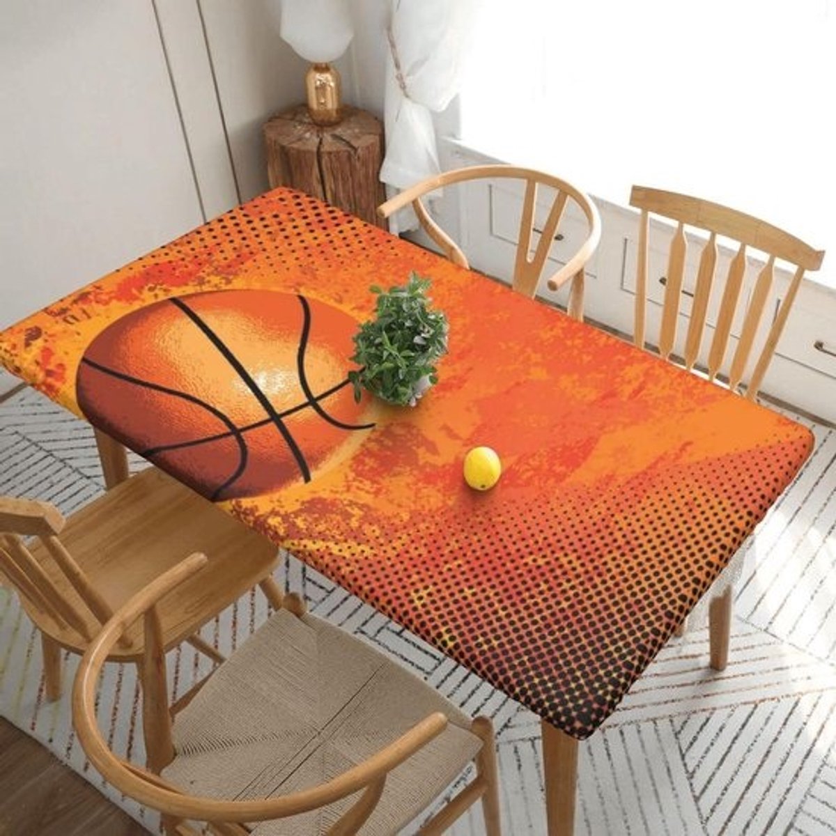 Tafelkleed - Tafelhoes Tafeldecoratie - Tafel Beschermen - Elastische Randen - 76 x 152 cm - Basketbal