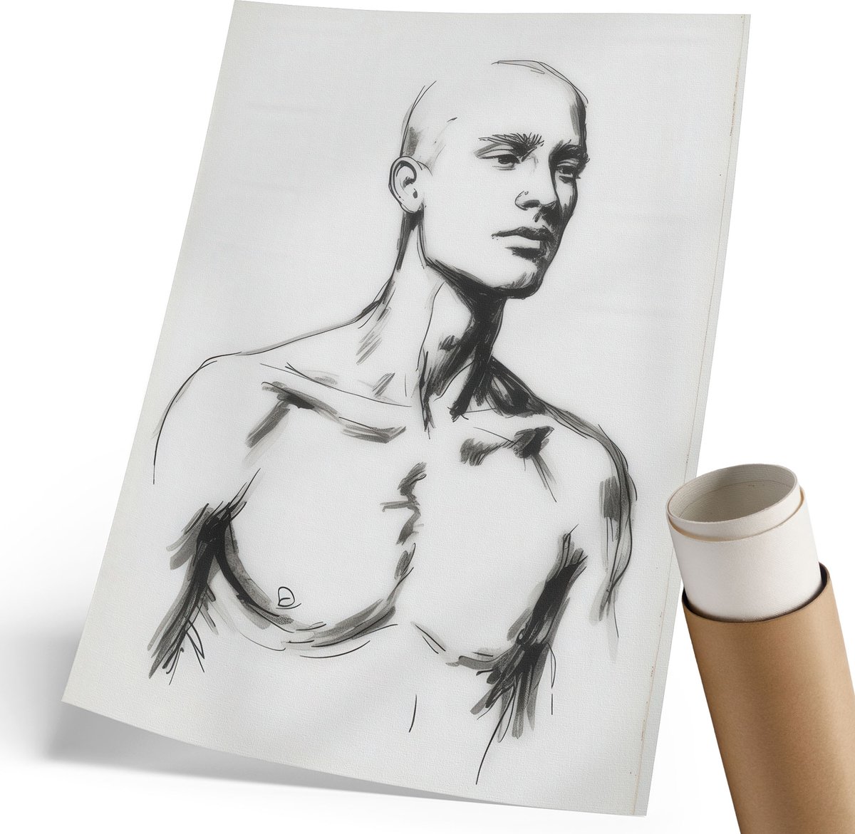 Coloray Polycanvas Poster - Mechanische Schorpioen, Illustratie - 420 x 594 mm - Grijs Wanddecoratie - Rechthoek - Muurdecoratie - Woonkamer, Slaapkamer, Kantoor - Modern
