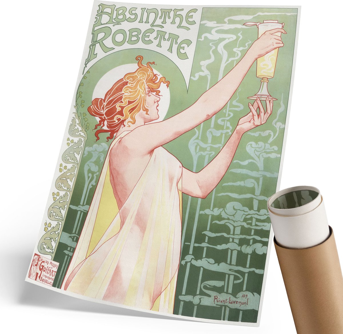 Coloray Polycanvas Wandposter - Omarmen, Romig - 210 x 297 mm - Groen Wandposter - Rechthoek - Canvasposter - Woonkamer - Deel