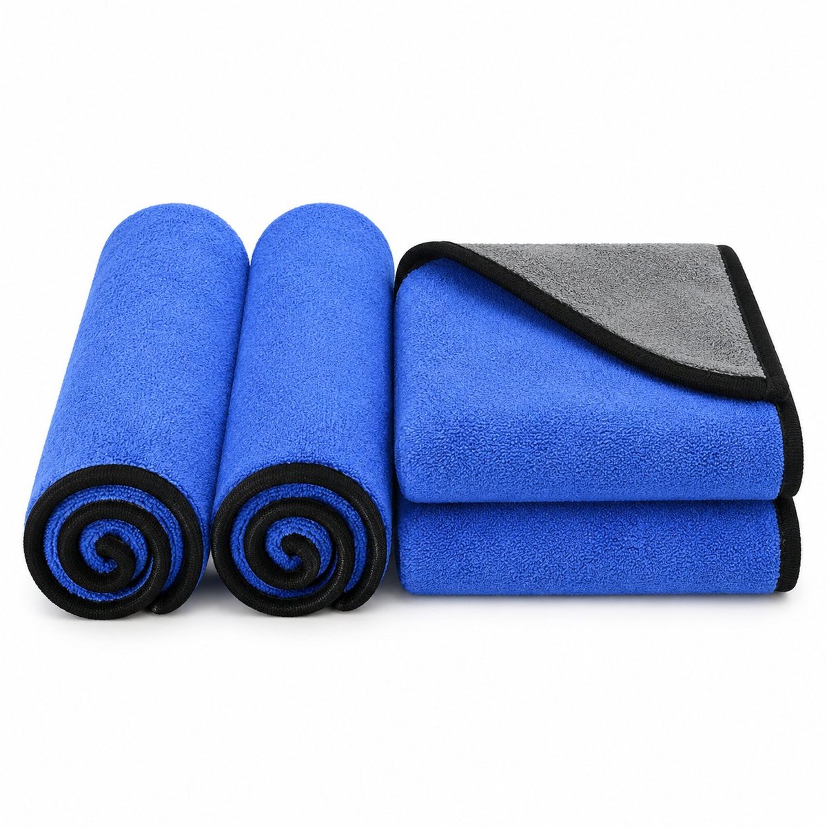 R&H® Microvezeldoeken 6 stuks 30x40 cm, blauw met grijze achterkant, pluisvrij en super absorberend voor auto, keuken, ramen en huishouden