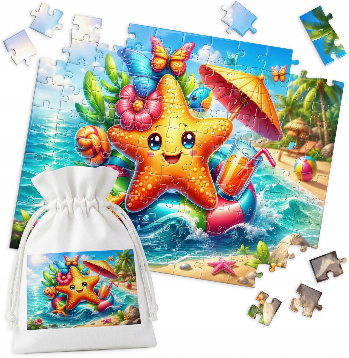 Traditionele Puzzel 110 Stukjes - Bloemen, Vlinders, Strand