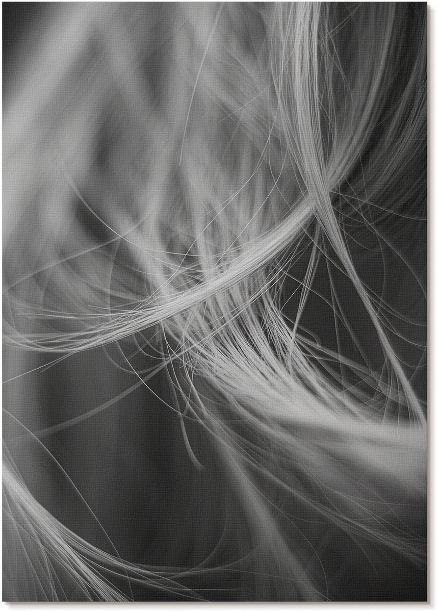 Tulup Canvas Poster Polycanvas - Verward Haar, Fotografie - A4 - Wit Poster - Rechthoek - Decoratieve poster - Woonkamer, Slaapkamer, Kantoor - Romantisch
