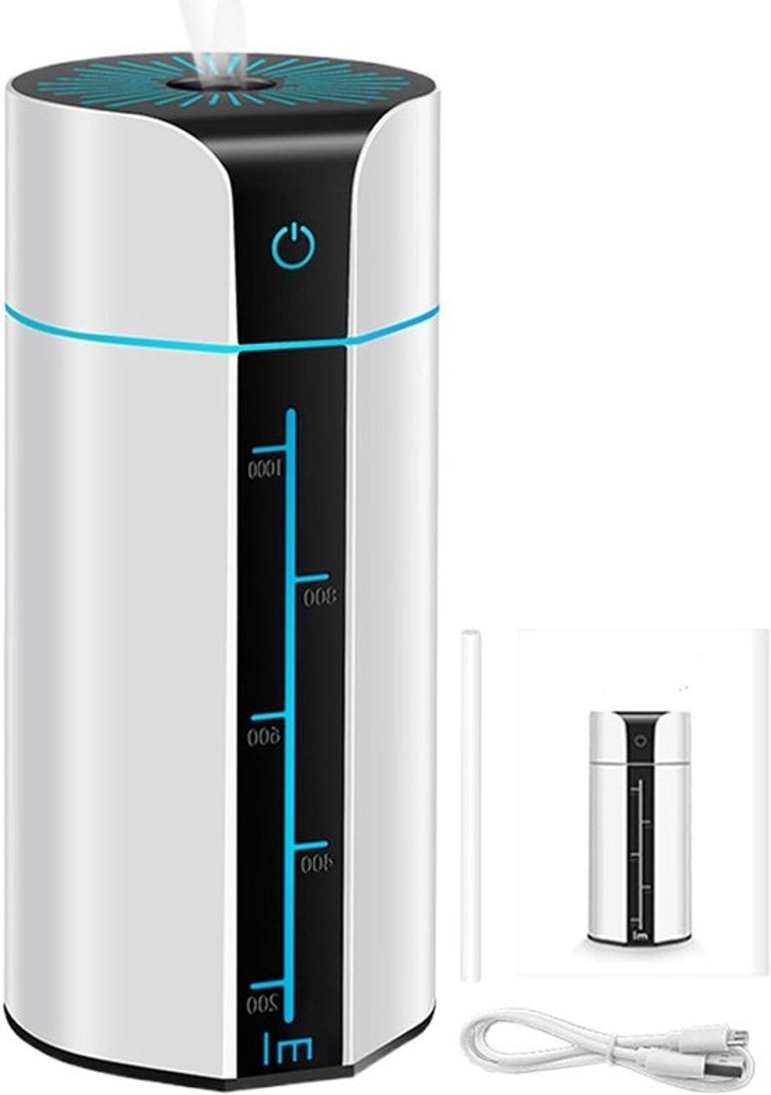 Luchtbevochtiger voor slaapkamer, USB-luchtdiffuser voor binnen, intelligente luchtbevochtiger met 7 led-kleuren, voor binnen, babykamer, woonkamer, slaapzaal, studio