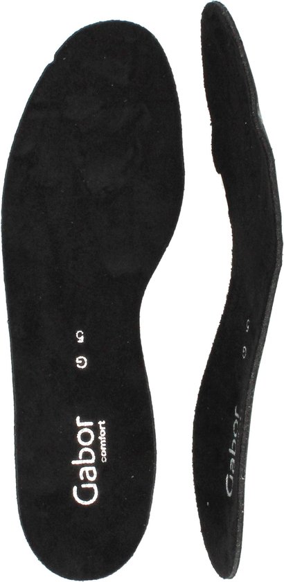 Zwarte Gabor comfort inlegzolen, één plat en één gevormd.