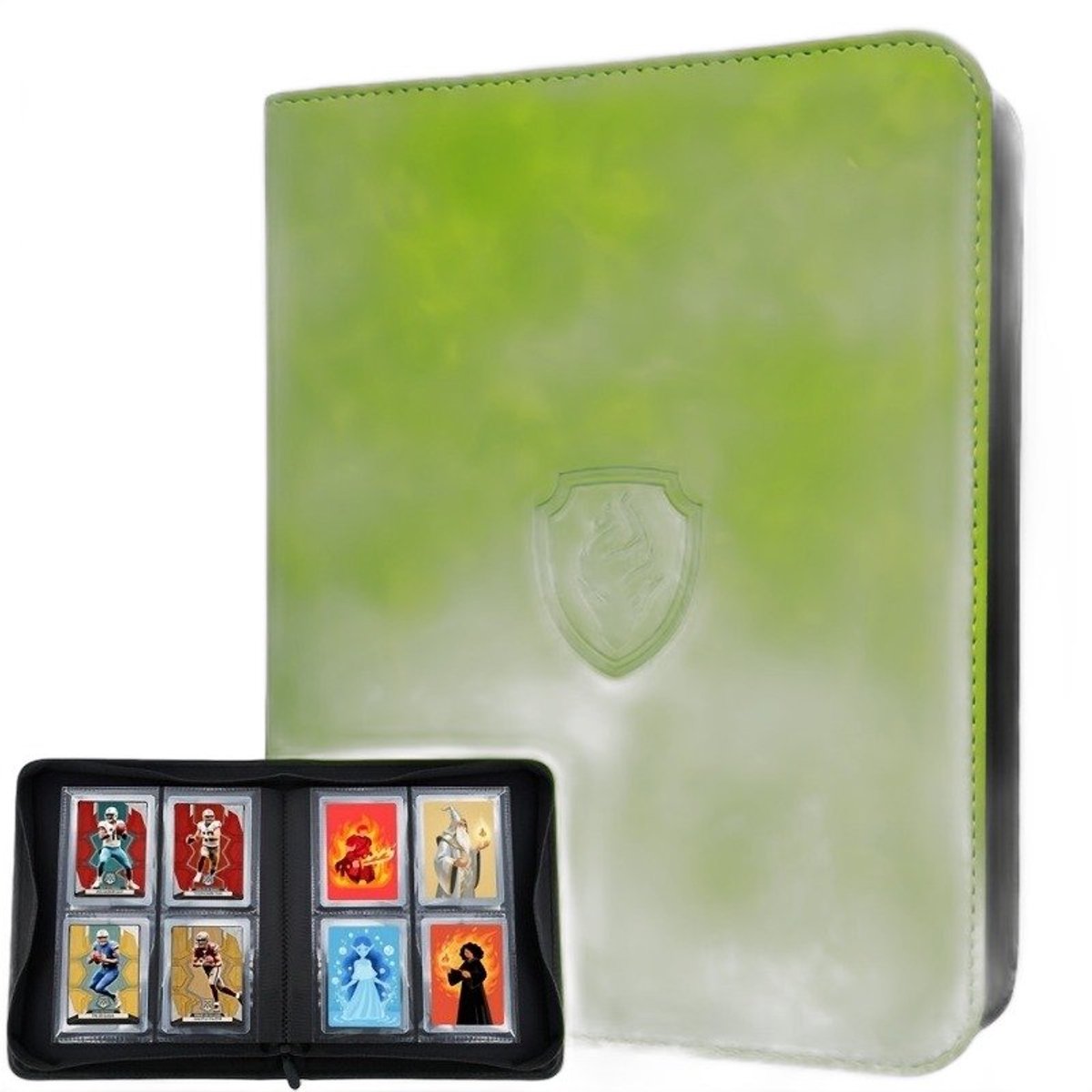 Currero Toploader Binder - Verzamelmap Kaarten - Geschikt voor Pokemon - 4 Pocket - 9 Pocket - 12 Pocket - Trading Card Map - Toploadermap - Groen