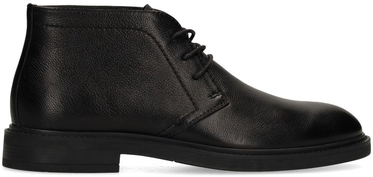 Manfield - Heren - Zwarte leren veterschoenen - Maat 41