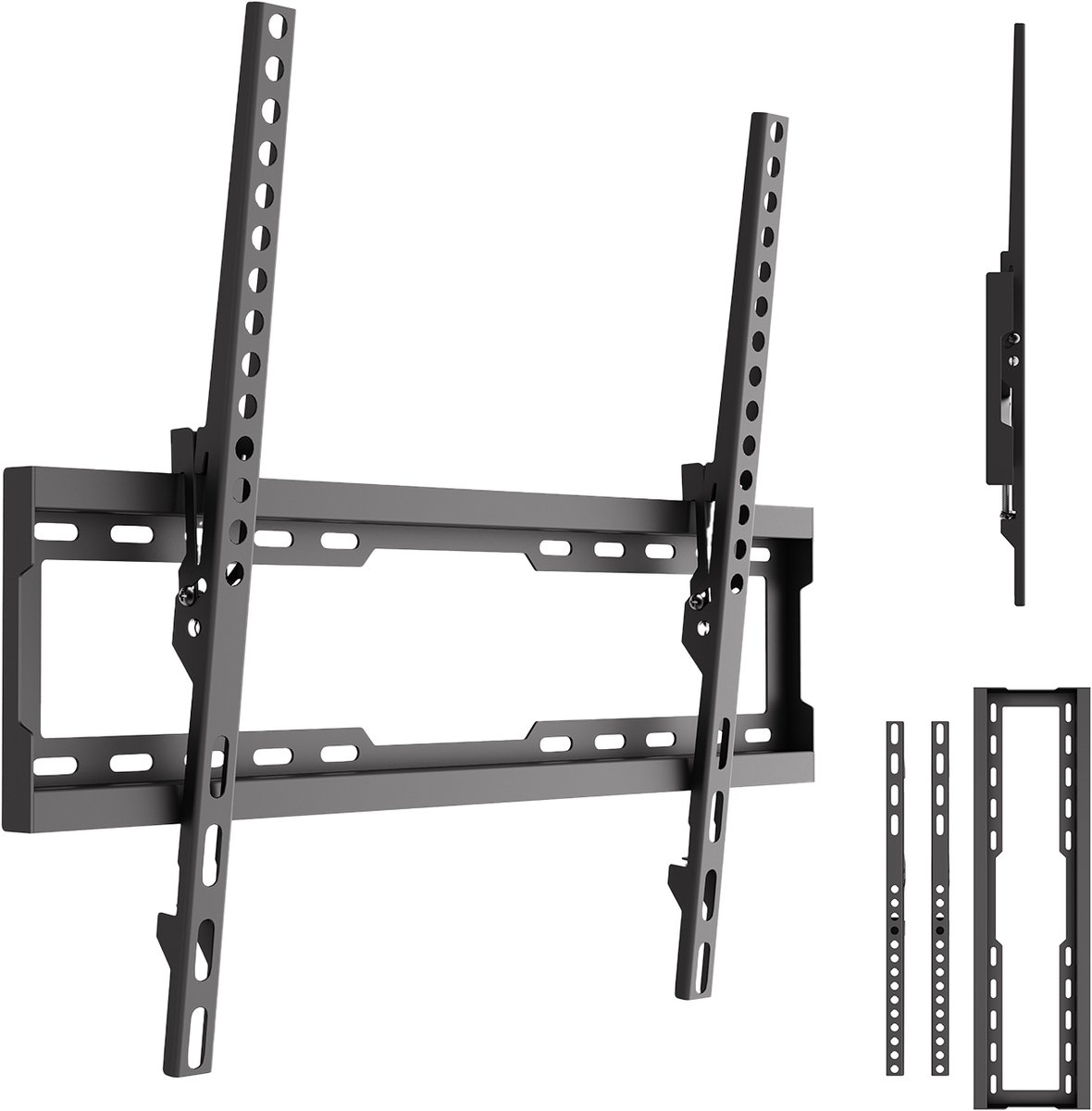 Maclean TV-beugel - TV-houder - max. VESA 600x400, 37-86", tot 45 kg, zwart, kantelbaar van 0° tot -8°, MC-188