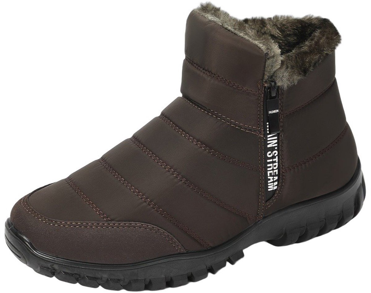 Currero Snowboots Heren Sneeuwlaarzen Heren Winterlaarzen Gevoerde Winterschoenen Waterdicht Antislip Zool Warm Gevoerd Wandellaarzen Winter Olijfbruin