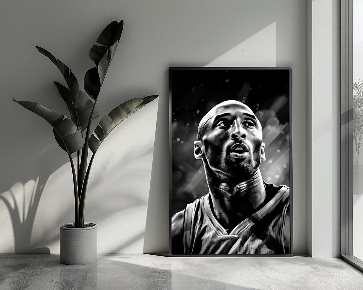 Kobe Bryant Poster - Zwart Wit - Basketbal - Wanddecoratie - posters - formaat 70x100cm - L863BY