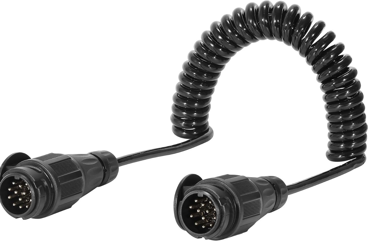 13-polige Caravan Verlengkabel 3 Meter - Coiled Adapter voor Trekhaak en Aansluiting van Aanhangwagens