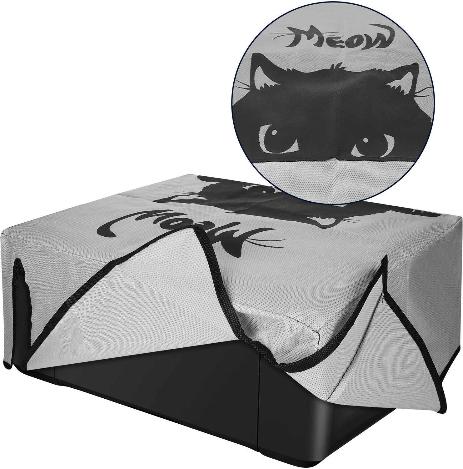 kwmobile hoes geschikt voor Canon Pixma TR4650 / TR4651 / TR47511i - Beschermhoes voor printer - Cover in grijs / zwart - Kat Meow design