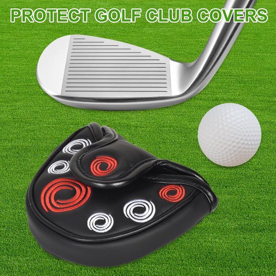 Golf Putter Hoofdbescherming, Magnetische Putter Cover, Draagbare PU Leren Bescherming voor Golfclubs, Eenvoudig te Installeren en Te Gebruiken, Zwart — afbeelding 4