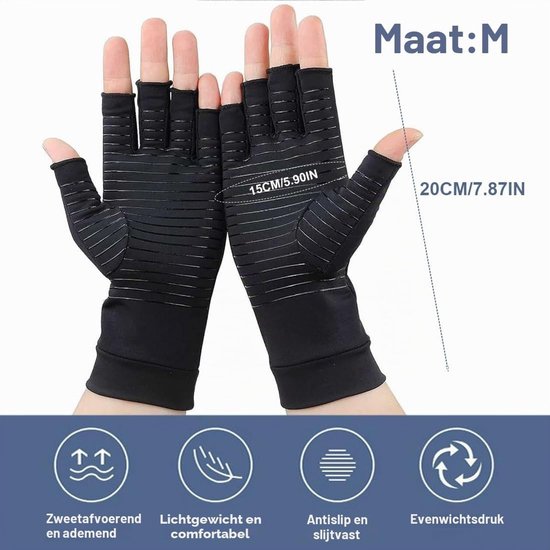 Compressiehandschoenen voor Artrose, Pijnverlichting en Dagelijkse Ondersteuning voor Mannen en Vrouwen, Maat M, Koper Geïnfuseerd, Gewrichtscomfort — afbeelding 5