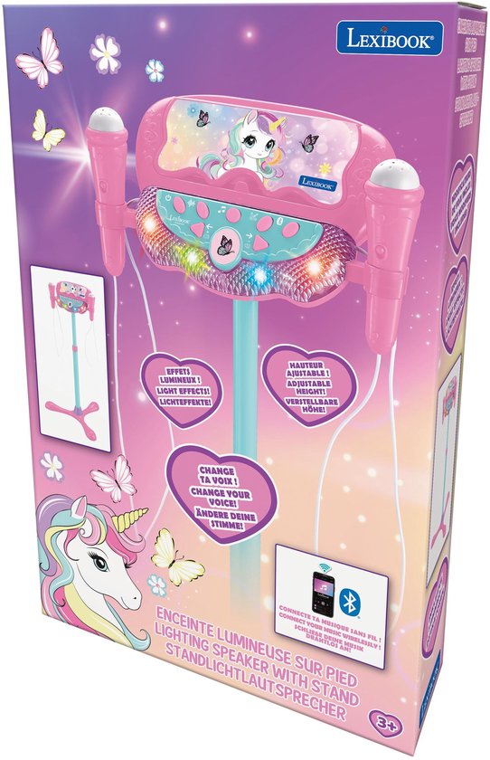 Lexibook, Eenhoorn, karaoke standaard Bluetooth lichten, roze, S160UNI — afbeelding 3