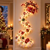 Kerstwandlamp met magisch pad, geschenkdoosornament, warm wit LED-licht, 3D-sterren- en sneeuwvlokkenpatroon, kerstdecoratie voor binnen, woonkamerdecoratie, kerstcadeau (#C)