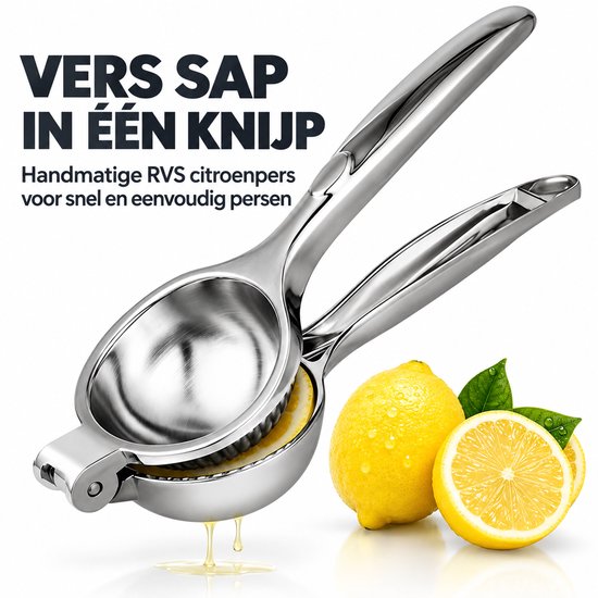 Montzys® Citroenpers RVS - Handmatig te Bedienen Citruspers, Limoenpers & Fruitpers - Pers voor Citroen & Limoen - Vaatwasserbestendig Keukengerei van Montzys — afbeelding 5