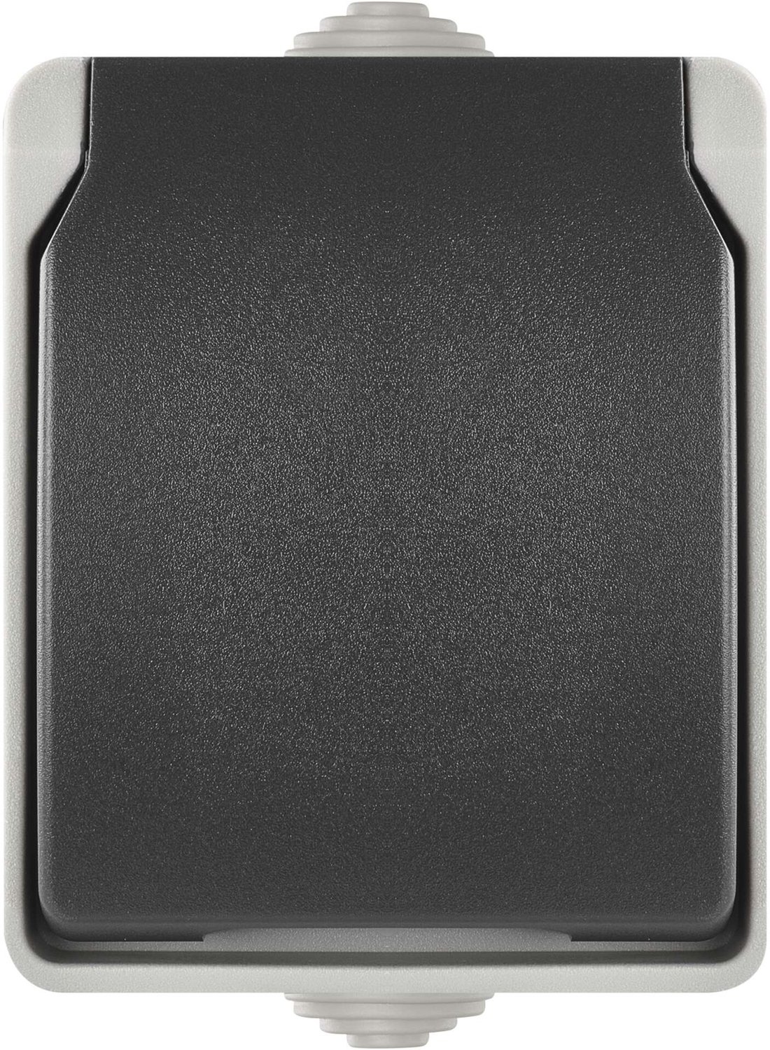 EMOS Wandstopcontact, grijs-zwart, IP44, A1396