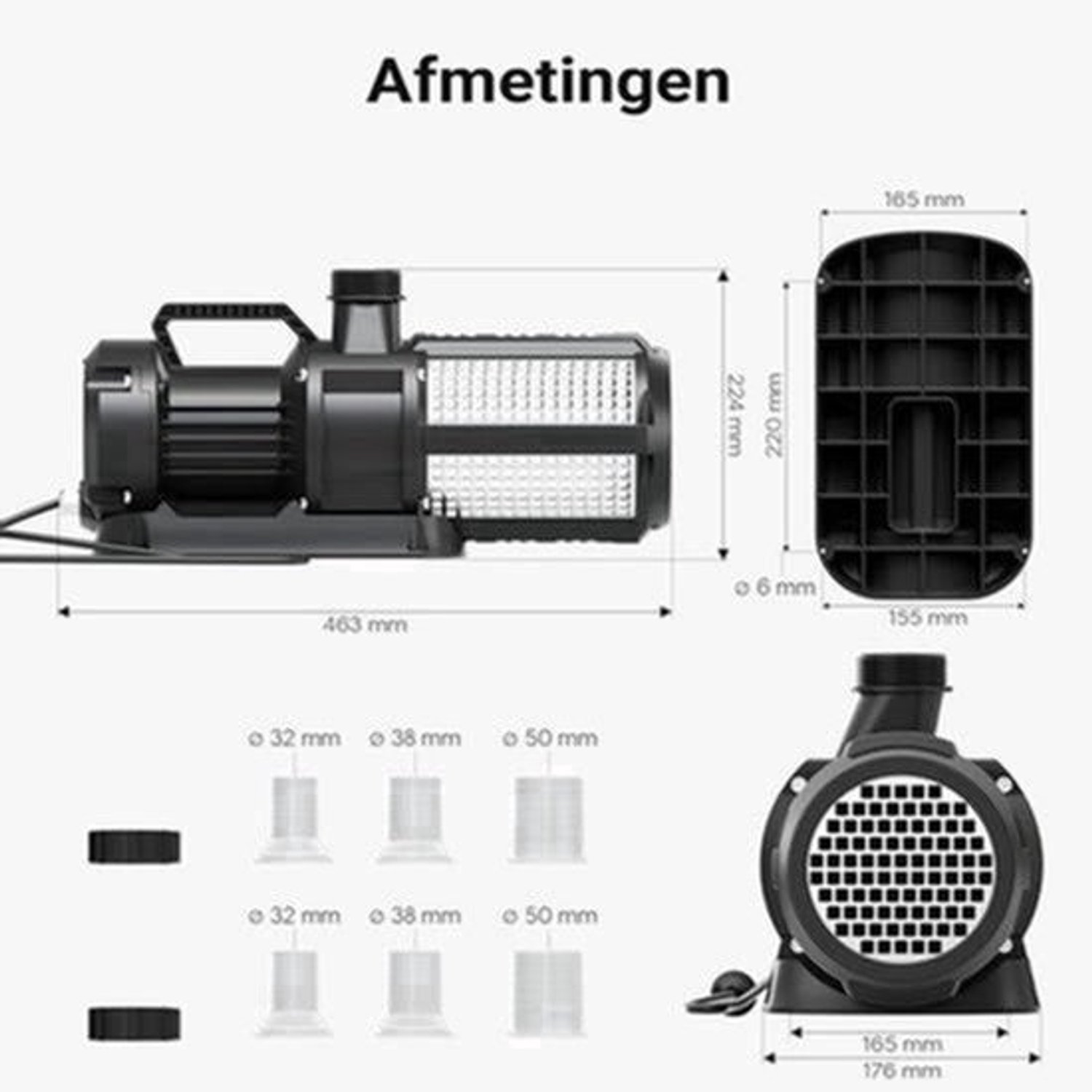 Vijverpomp – Filterpomp – Dompelpomp – Circulatiepomp – Waterpomp – 330 Watt Krachtige Motor – Maximaal Debiet 26.000 L/H