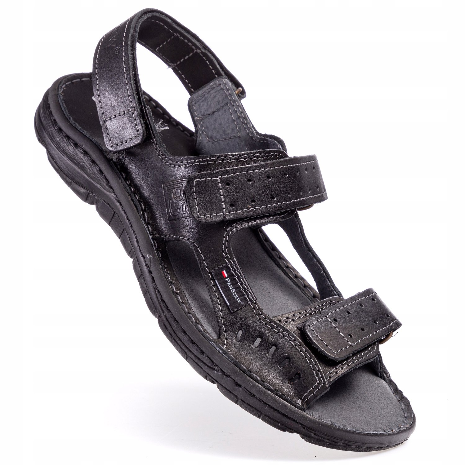 Heren Sandalen Leer Comfortabele Pasvorm met Klittenband Zwart