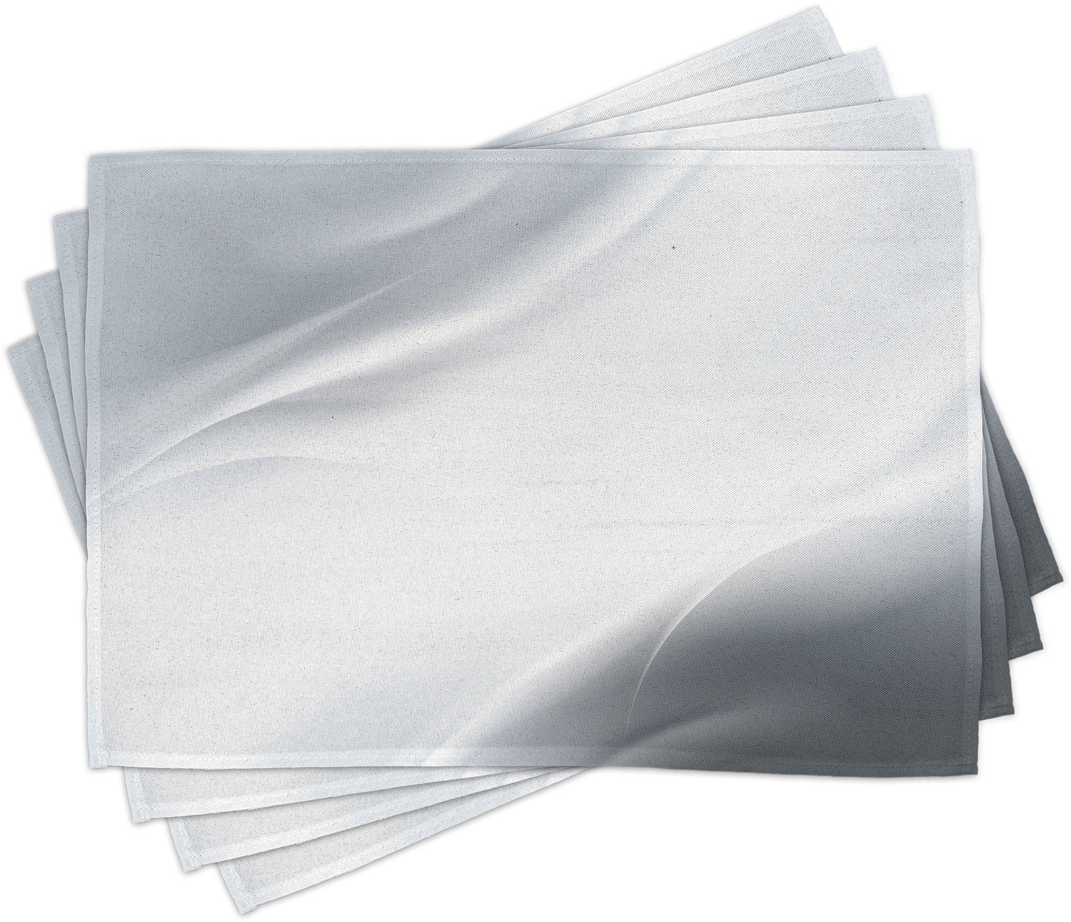 ABAKUHAUS Grijs Placemats Set van 4, Abstract Kader met Ombre Geïnspireerd Ontwerp Hoeken Golvende Lijnen Modern, Wasbare Stoffen Placemats voor de Eettafel, Standaardformaat, Lichtgrijs