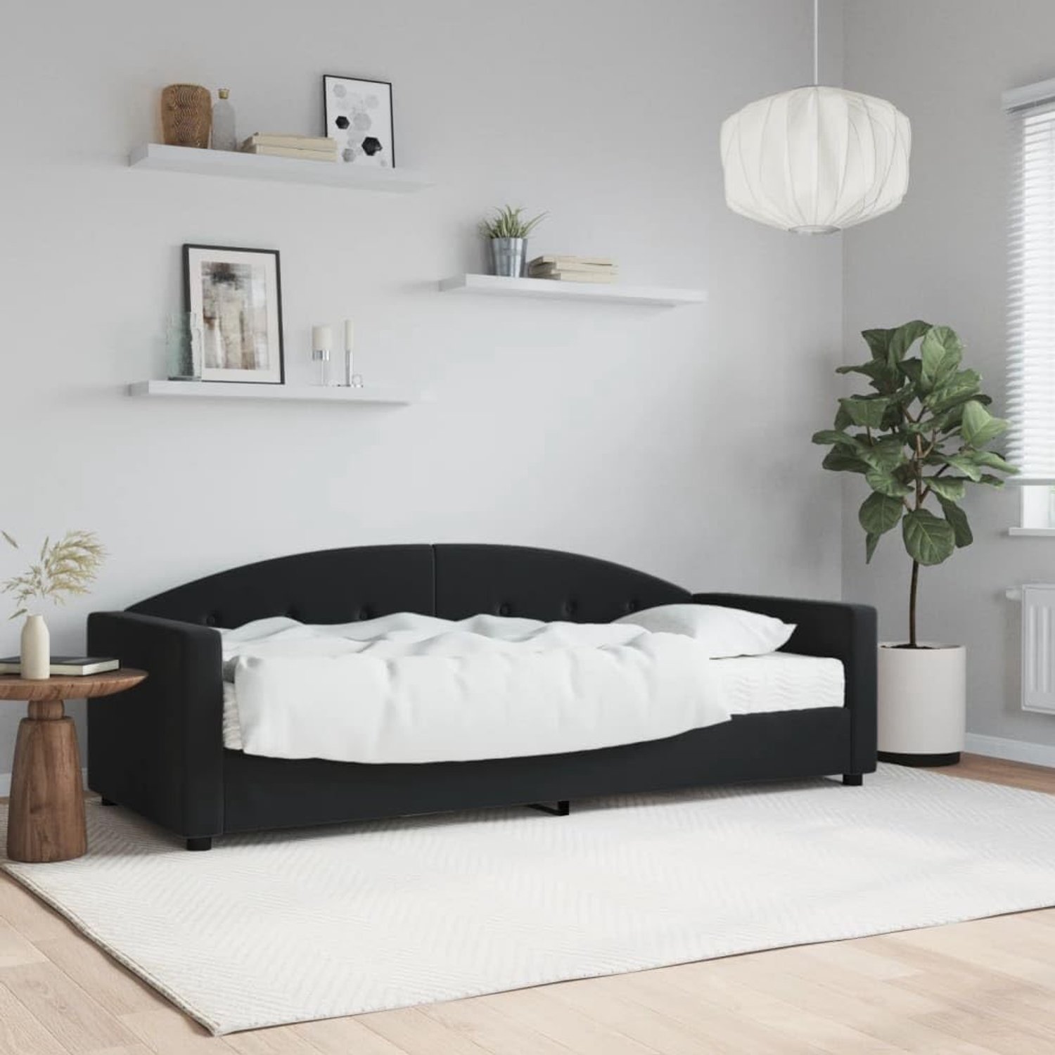 dagbed met matras zwart 80 x 200 cm fluweel Struttura del letto dell'hotel Cornice da letto per soggiorno Telaio per Camera da letto Adatto per Camera da letto