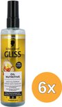 Lot de 6 bouteilles de spray démêlant Schwarzkopf Gliss Oil Nutritive. Soin moyen.