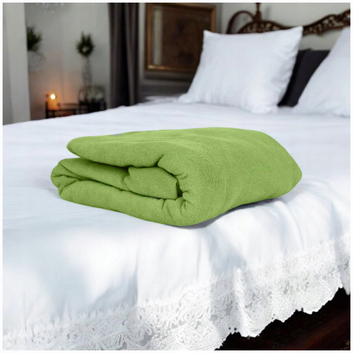 Kam-Pol Jersey hoeslaken met elastiek 70x140cm, Groen Erwt
