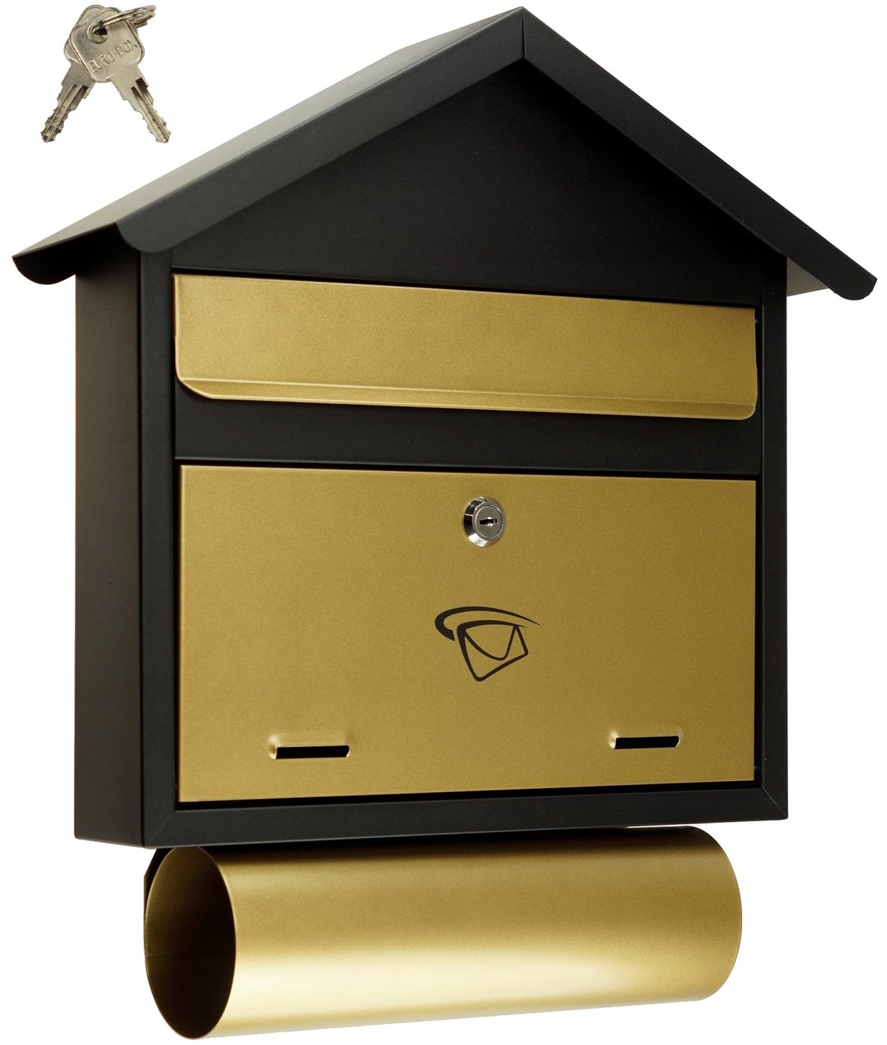 Grote Goudkleurige C4 Postkast met Gazettenhouder