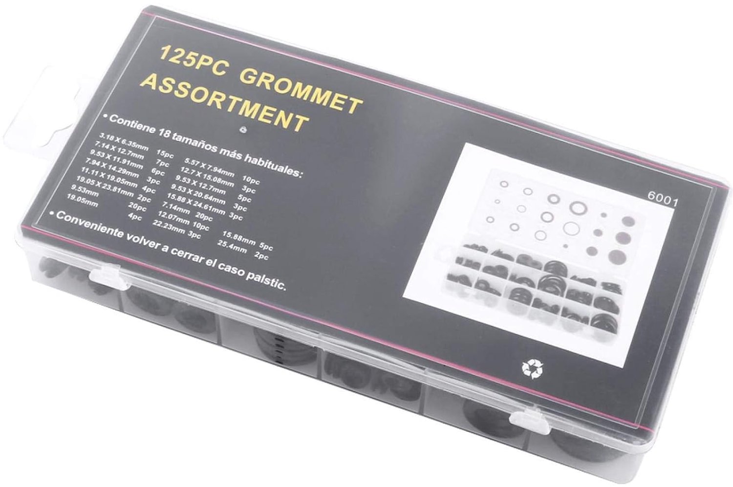 125-delig 18 maten Rubberen doorvoertule Firewall-gatplugset Elektrische draadpakking Assortimentsset