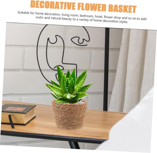 3 Stuks Seagrass Woven Planter Baskets met Plastic Lining Woonstijl Veur Indische Buitenplanten — afbeelding 5