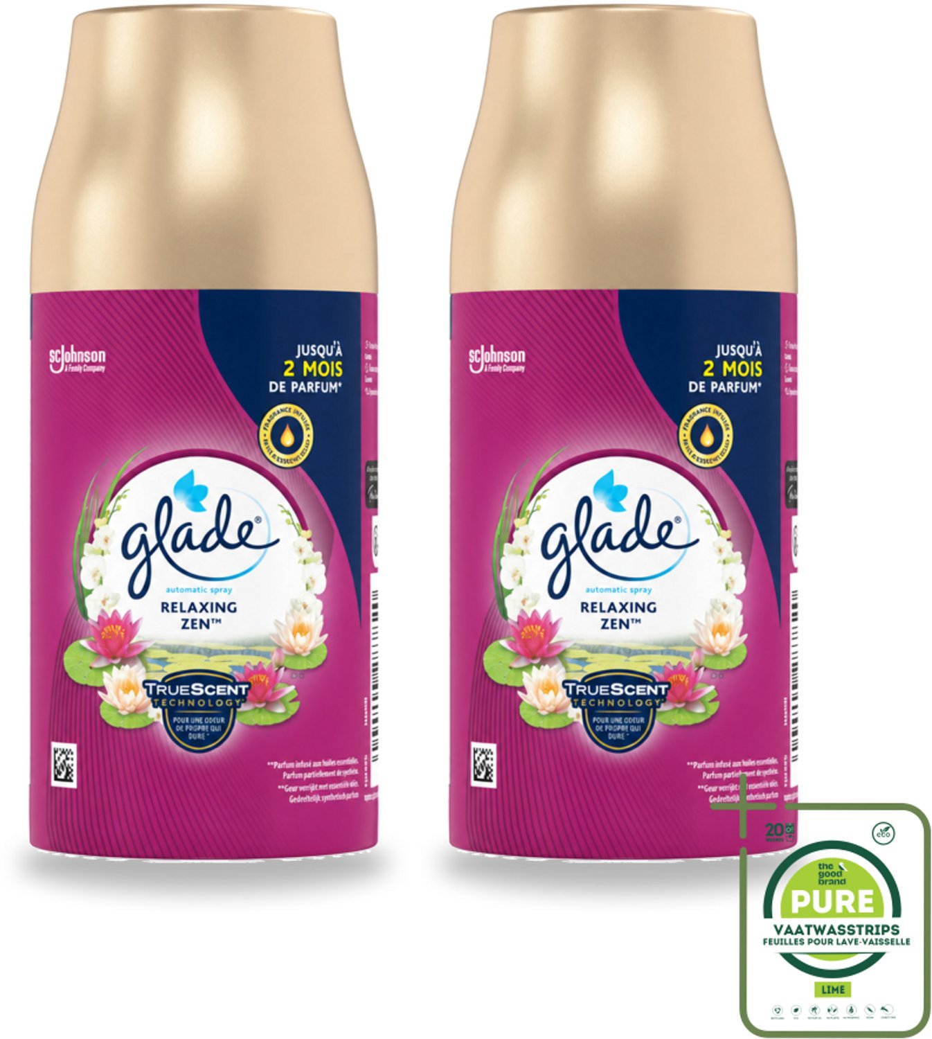 2 x Glade - Navulling Automatische Spray - Relaxing Zen - 269 ml - Grootverpakking - Ontspannende Geur - Automatische Spray - Relax Geur - Frisse Geur - Sandelhout