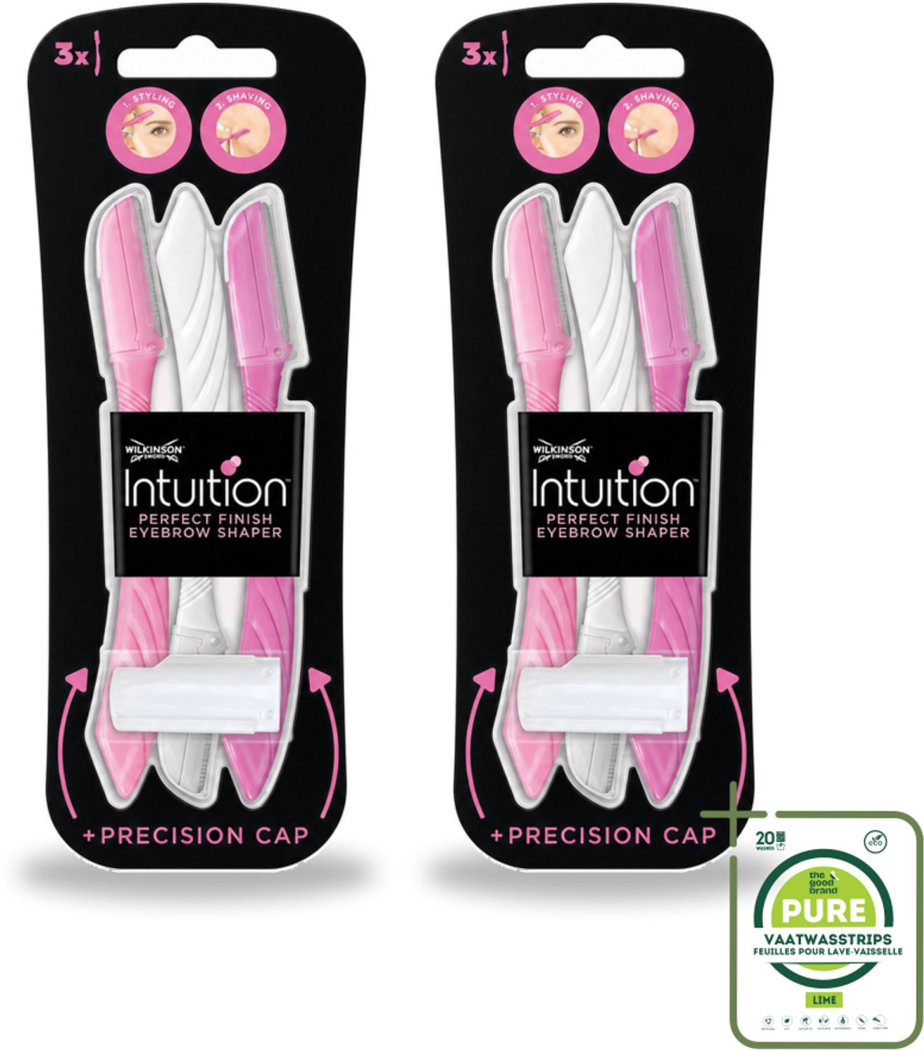 2 x Wilkinson Intuition - Navulmesjes - Wenkbrauw Shaper - Precisie - 3 mesjes - Grootverpakking - Wenkbrauw Shaper - Haartjes Verwijderen - Exfoliatie - Huid Verzorgen - Precisie