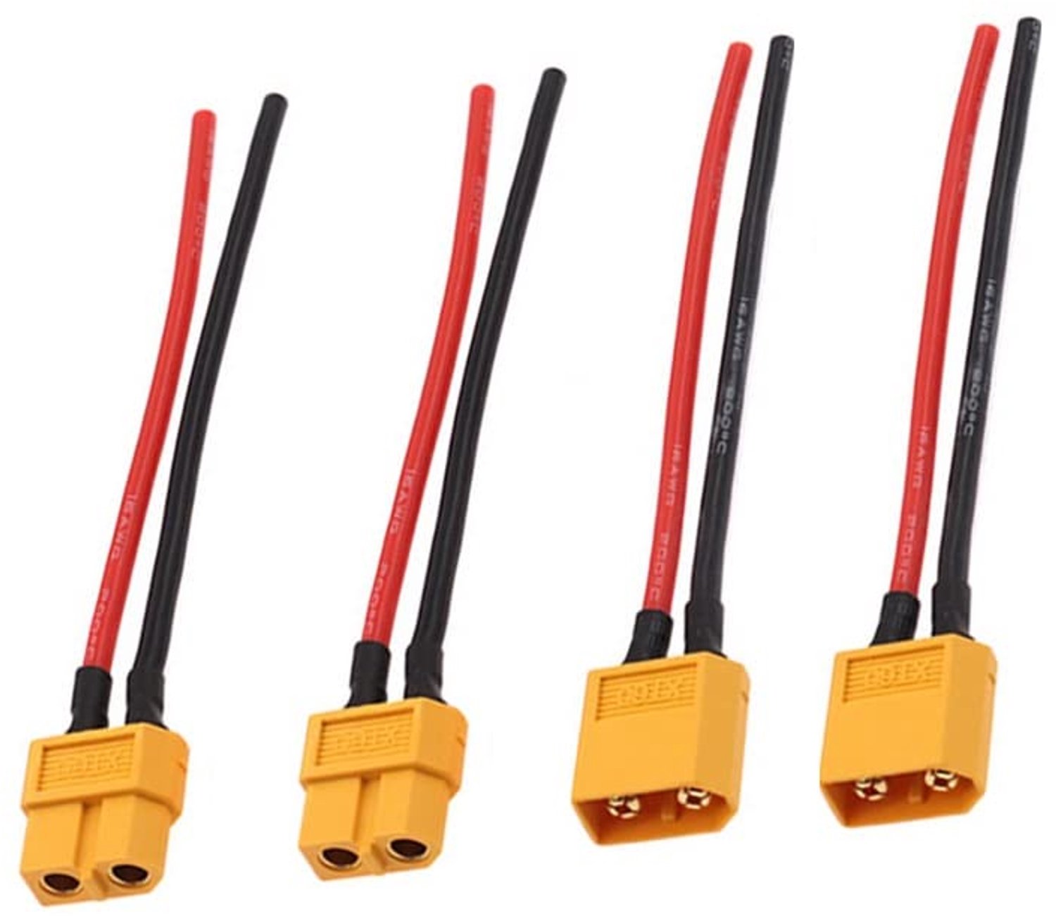 2 paar XT60 stekkers vrouwelijk met behuizingsstekker mantel met siliconen kabel 100 mm 14 AWG voor Lipo accu FPV drone RC