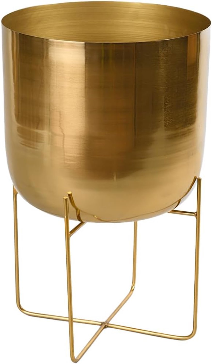 Serene Spaces Living Brede gouden plantenbak met afneembare metalen standaard, decoratieve plantenbak voor binnen, bloempotten staan voor woonkamer, keuken, kantoor, meet 26 inch hoog en 14 inch