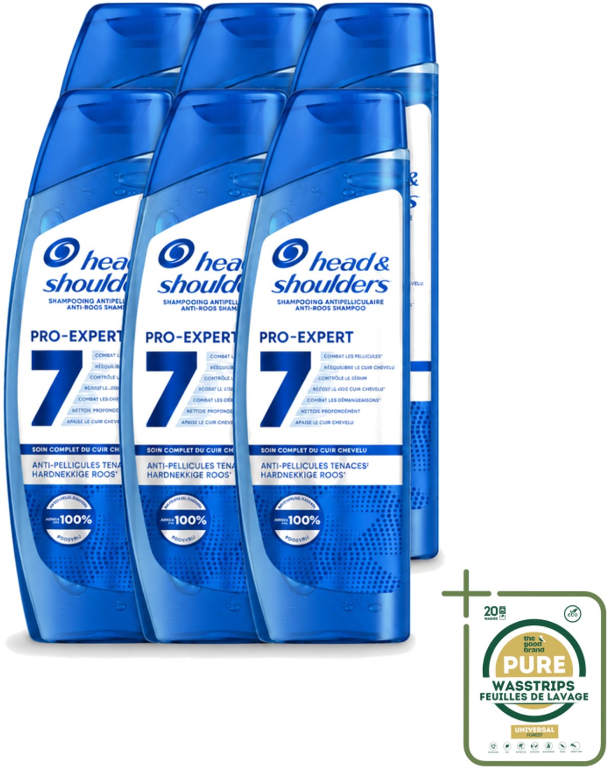 6 x Head & Shoulders - Shampoo - Pro-Expert 7 - Anti-Roos - 250 ml - Wasstrips - Anti-roos Shampoo - Hoofdhuidbescherming - Roosbestrijding - Tea Tree-olie - Hoofdhuidbalans