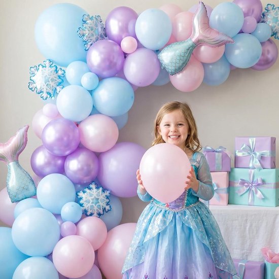 60 stuks ballonnen, roze, blauw, paars, 30 cm, latex ballonnen, metallic ballonnen, pastelkleuren, set voor prinsessen, verjaardag, bruiloft, bruidsfeest, feest, decoratie — afbeelding 3
