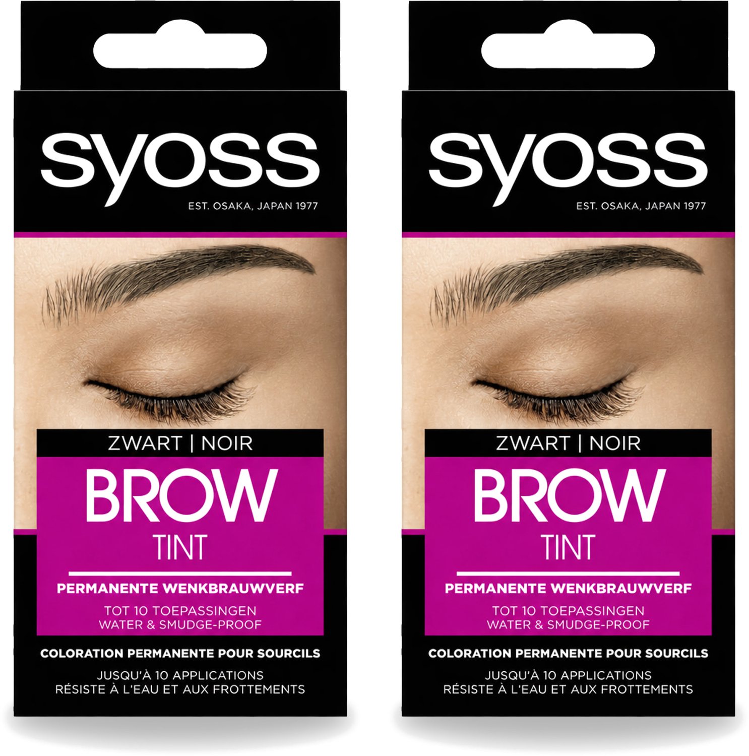 2 x SYOSS - Brow Tint Zwart - Wenkbrauwverf - Langdurige Kleur - Tot 10 Toepassingen - Voordeelverpakking - 2 stuks