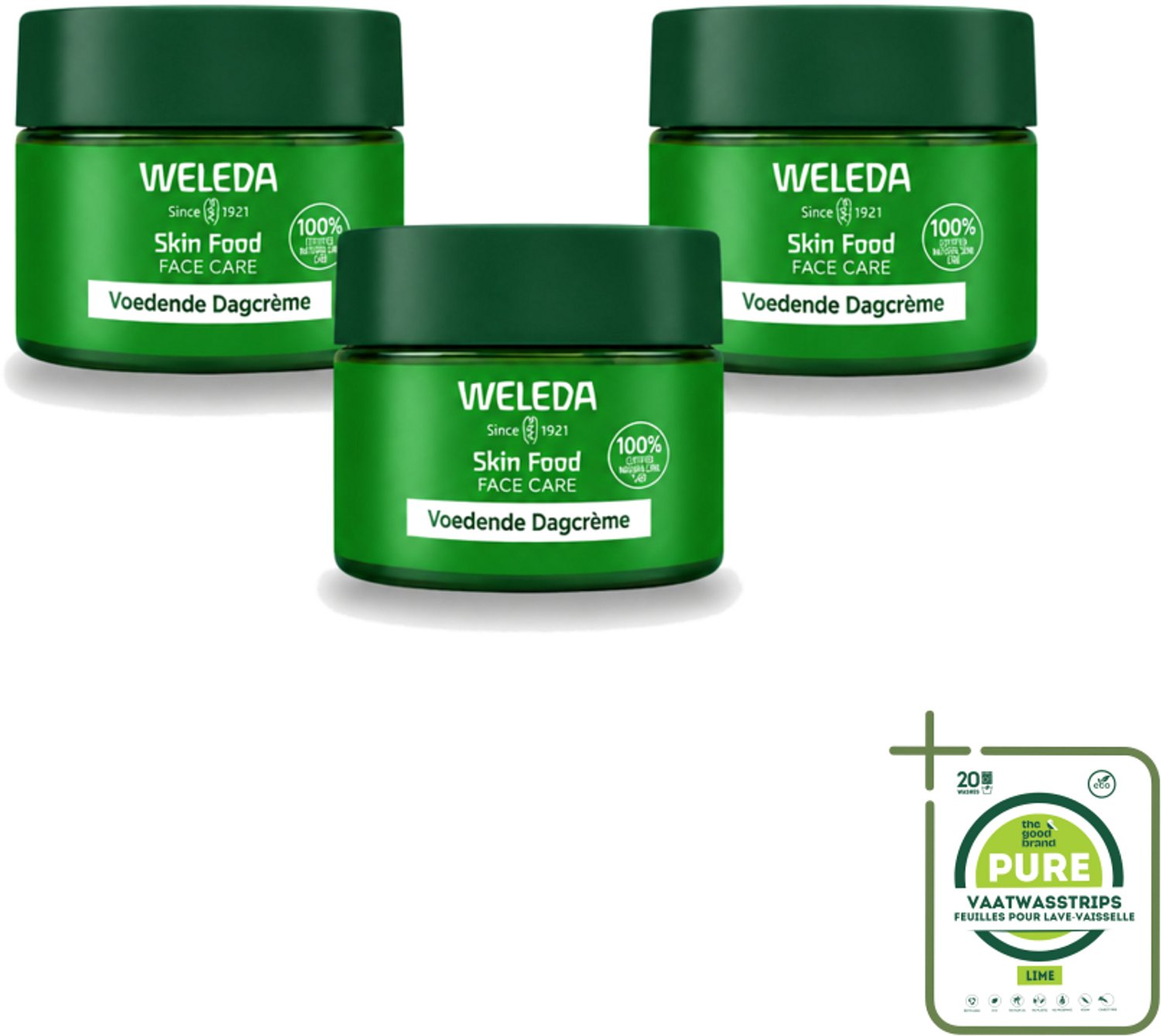 3 x WELEDA - Dagcrème Skin Food - Voedend - 40 ml - Grootverpakking - Vaatwasstrips - Huidverzorging - Voedende Crème - Dagcrème - Hydratatie - Natuurlijke Huid