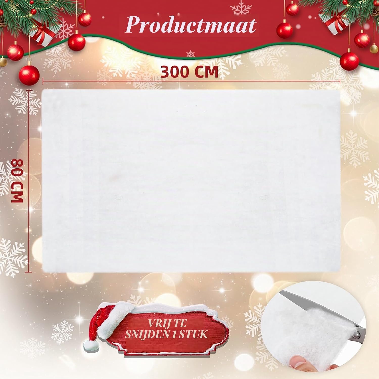 Sneeuwdeken decoratie Kerstmis 80 cm x 300 cm sneeuwtapijt decoratie wit kunstsneeuw mat voor Kerstmis dorp achtergrond decoraties