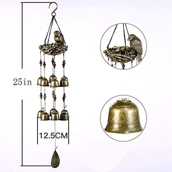 Vintage Vogels Nest Wind Chime Garden Windchimes voor Outdoor Indoor Decor Perfect voor Thuis Yard Decoratie Komt met Haak — afbeelding 2