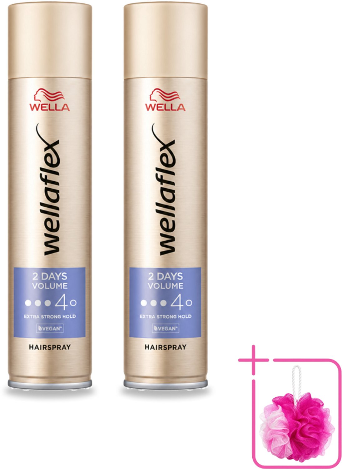 2 x Wella – Flex 2 Days Volume – Haarspray Extra Strong – 400 ml - Bulkverpakking - Haarspray - Douchemop - Volume
